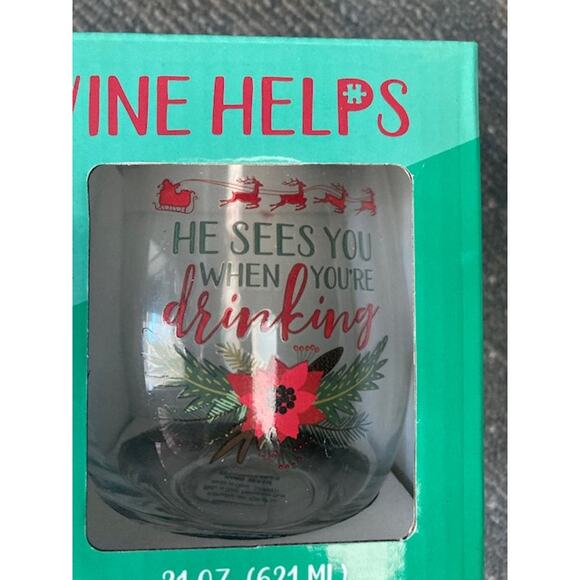 New! CHRISTMAS Life's A Puzzle, Wine Helps - Stemless Wine Glass & Puzzle Set - Picture 4 of 8